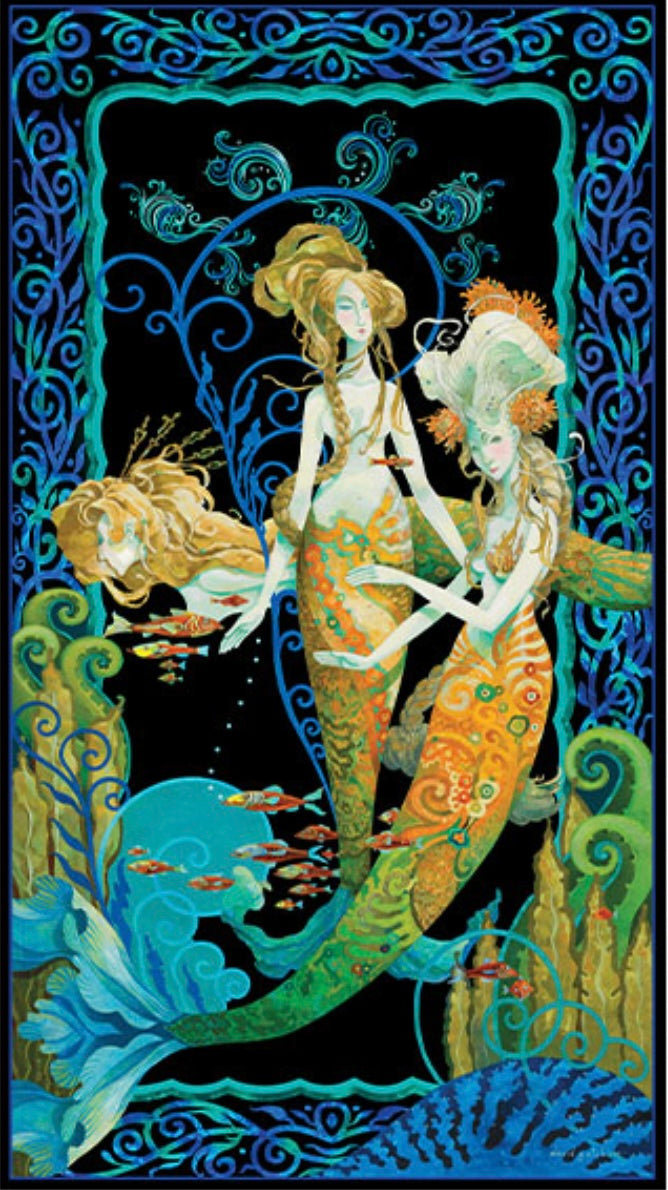 Atlantis (Mythical Mermaids) panel by David Galchutt for Benartex
