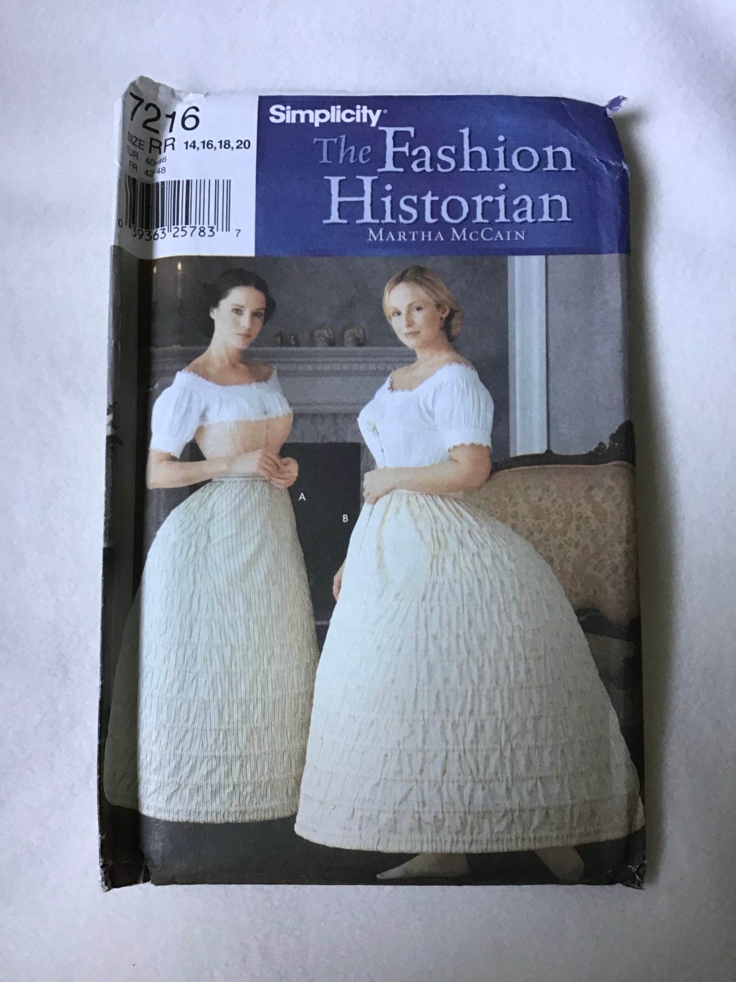 Pattern Simplicity 7216 The Fashion Historian Martha McCain Women's Crinoline Size 14-20