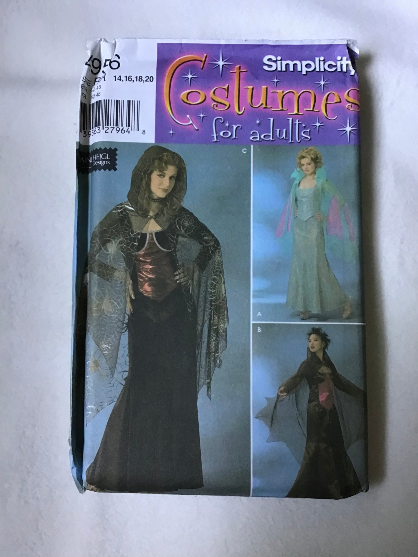 Pattern Simplicity 4956 Costumes Elaine Heigl Women's Witch Costumes Size 14-20