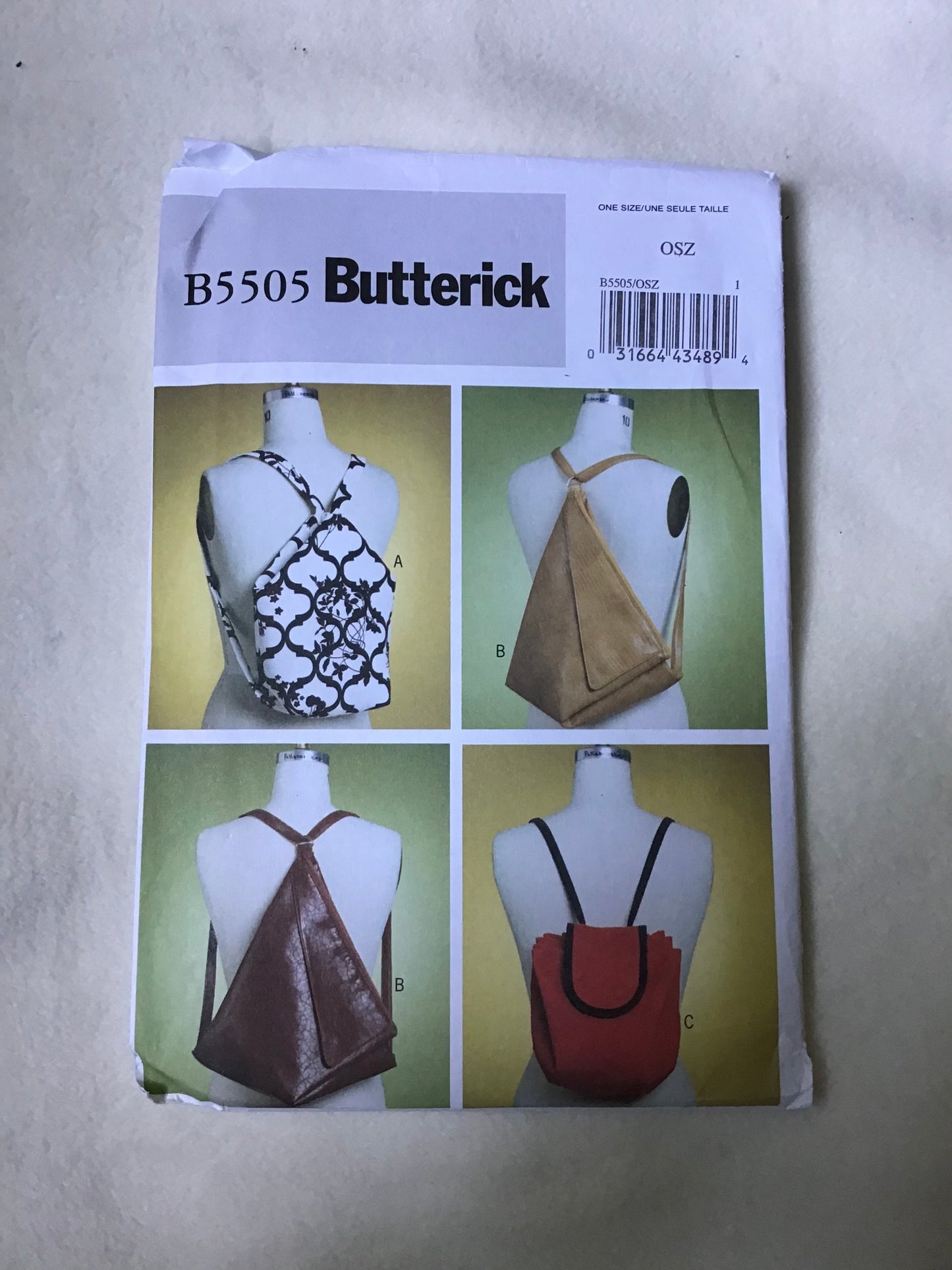 Pattern Butterick B5505 Backpacks