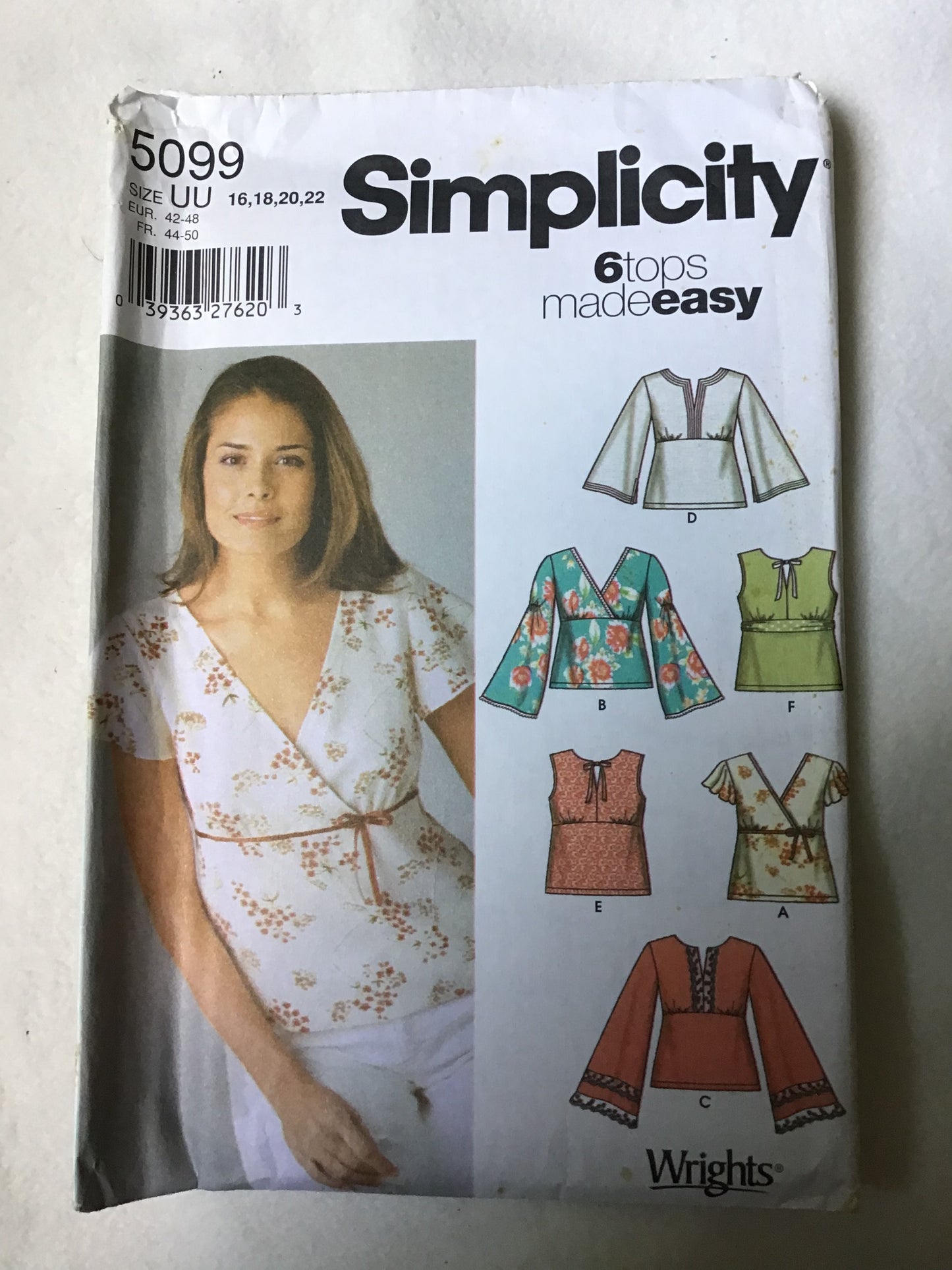 Pattern Simplicity 5099 6 Tops Made Easy Women's Pullover Tops Size 8-22