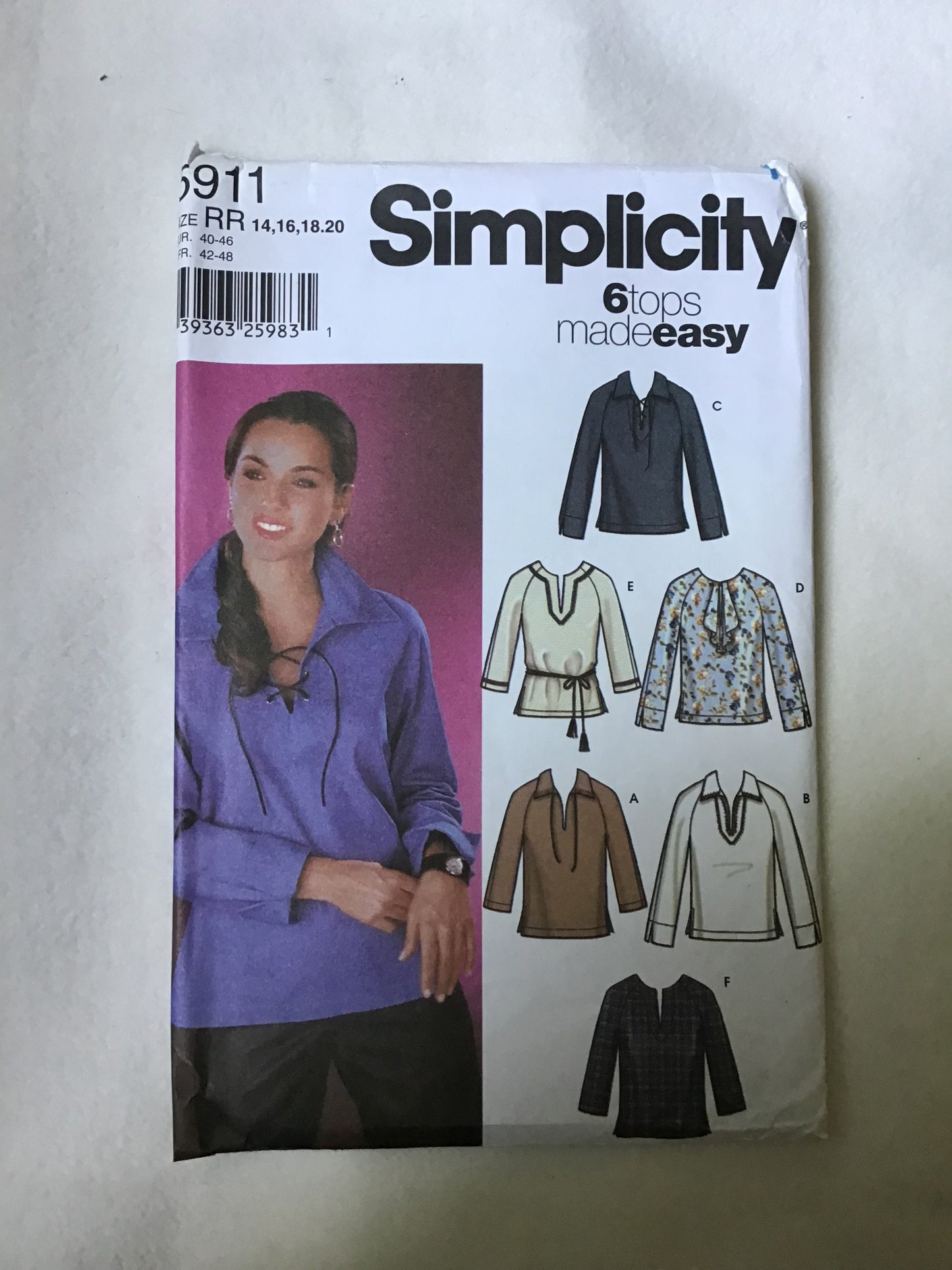 Pattern Simplicity 5911 6 Tops Made Easy Women's Pullover Top Size 6-20