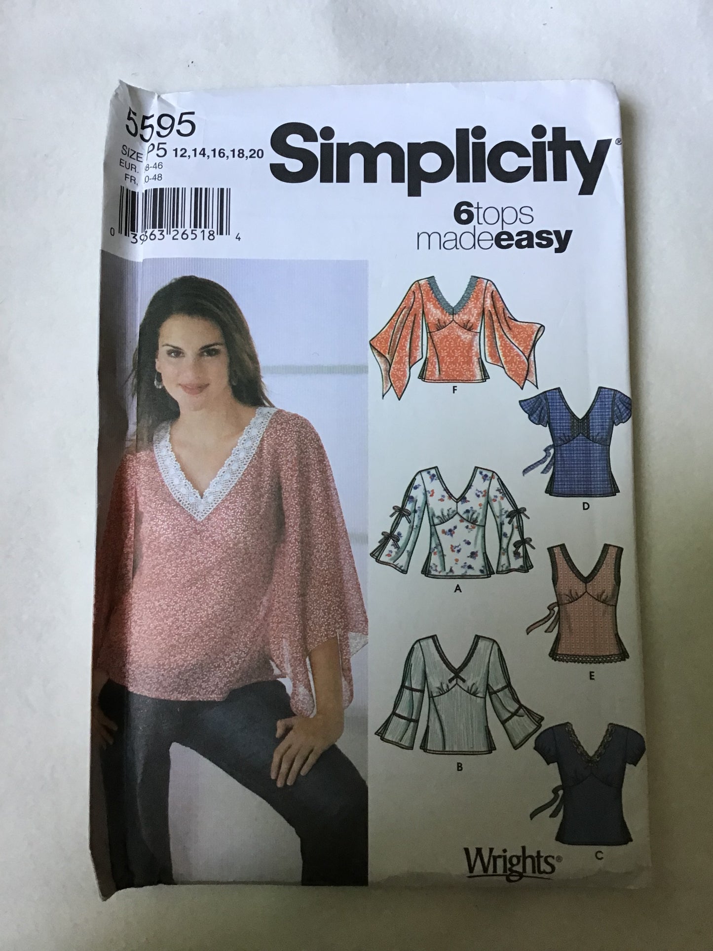Pattern Simplicity 5595 6 Tops Made Easy Women's Pullover Top Size 4-20