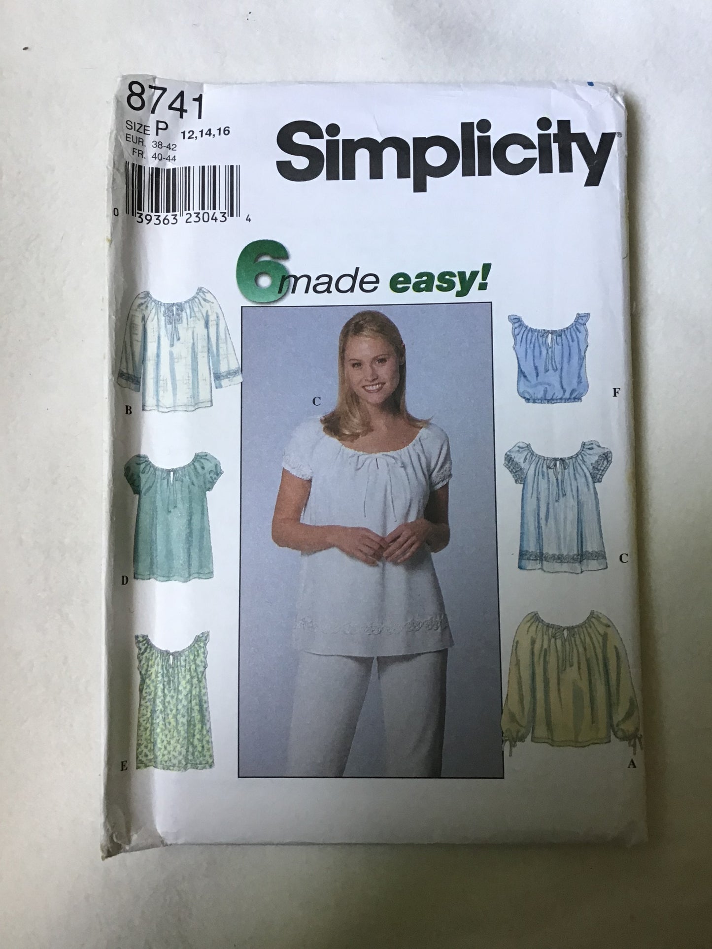 Pattern Simplicity 8741 6 Made Easy Women's Tops Size 6-22
