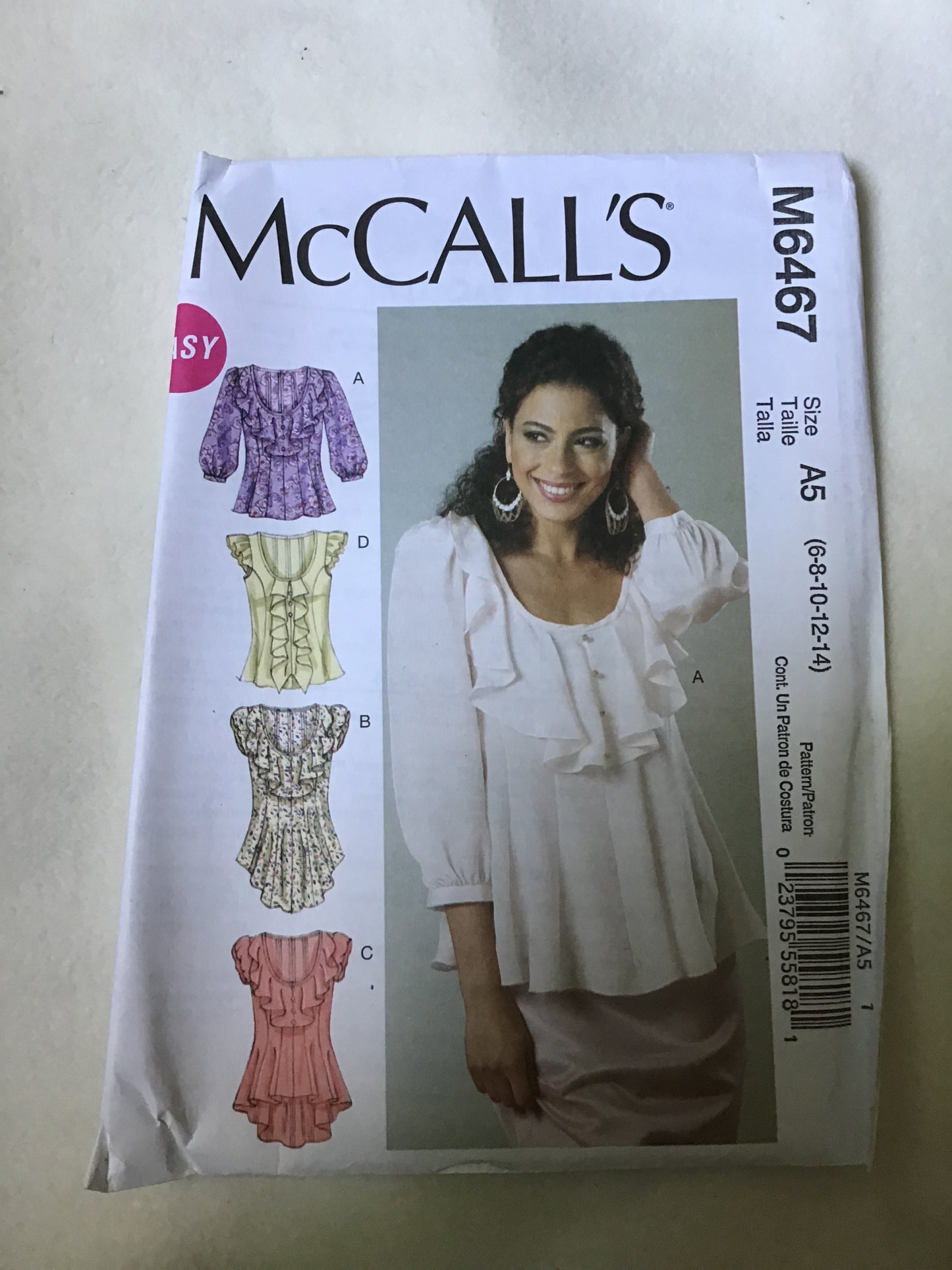 Pattern McCall's M6467 Women's Tops Size 6-22