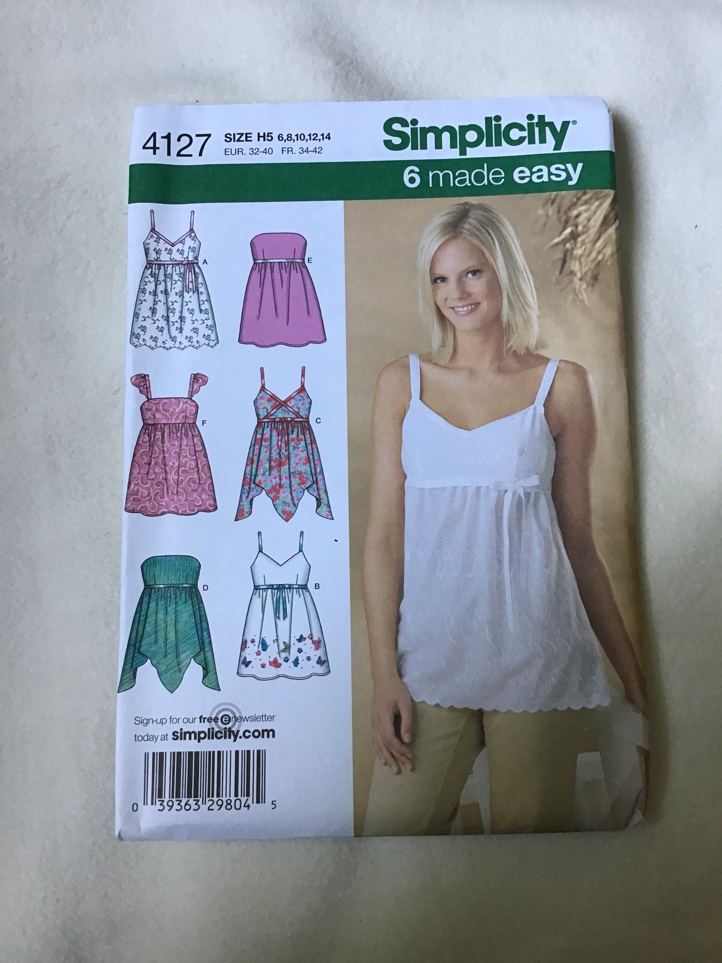 Pattern Simplicity 4127 6 Made Easy Women's Tops Size 6-20