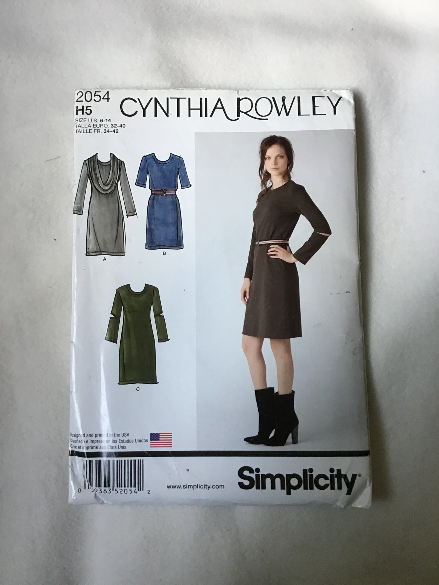 Pattern Simplicity 2054 Cynthia Rowley Women's Knit Dress and Cowl-Collar Size 6-14