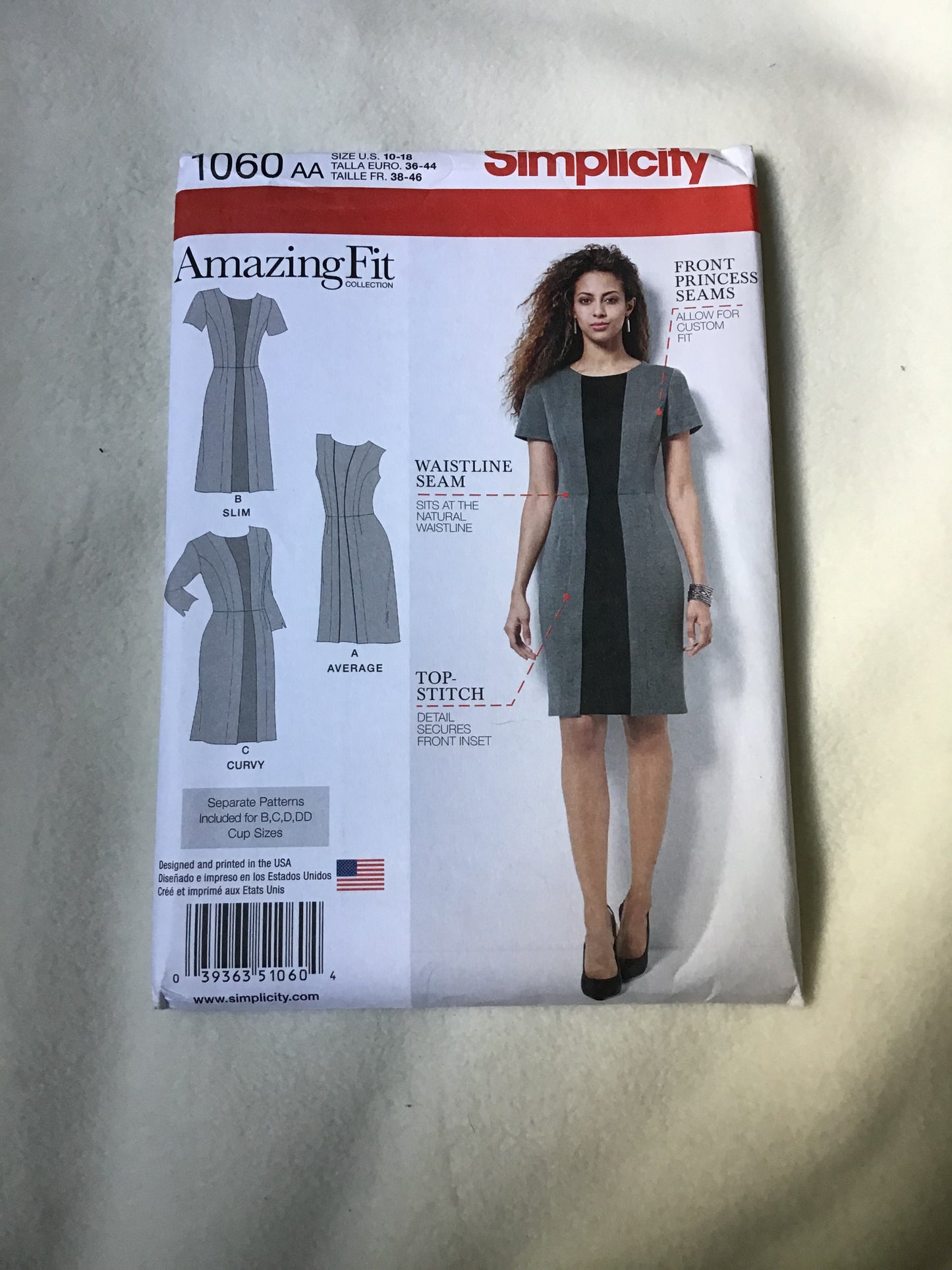 Pattern Simplicity 1060 Amazing Fit Women's Dress Size 10-18