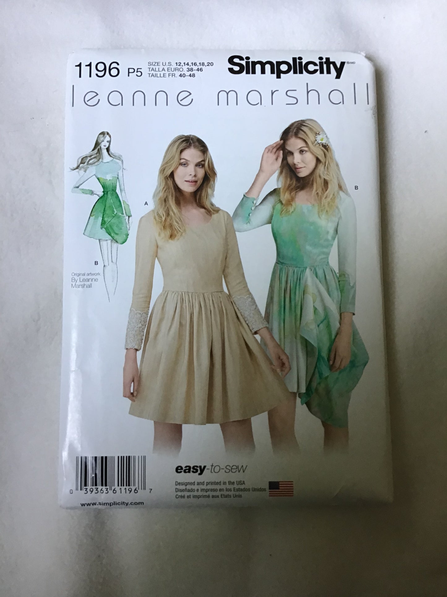Pattern Simplicity 1196 Leanne Marshall Women's Easy Dress with or without Drape Size 12-20