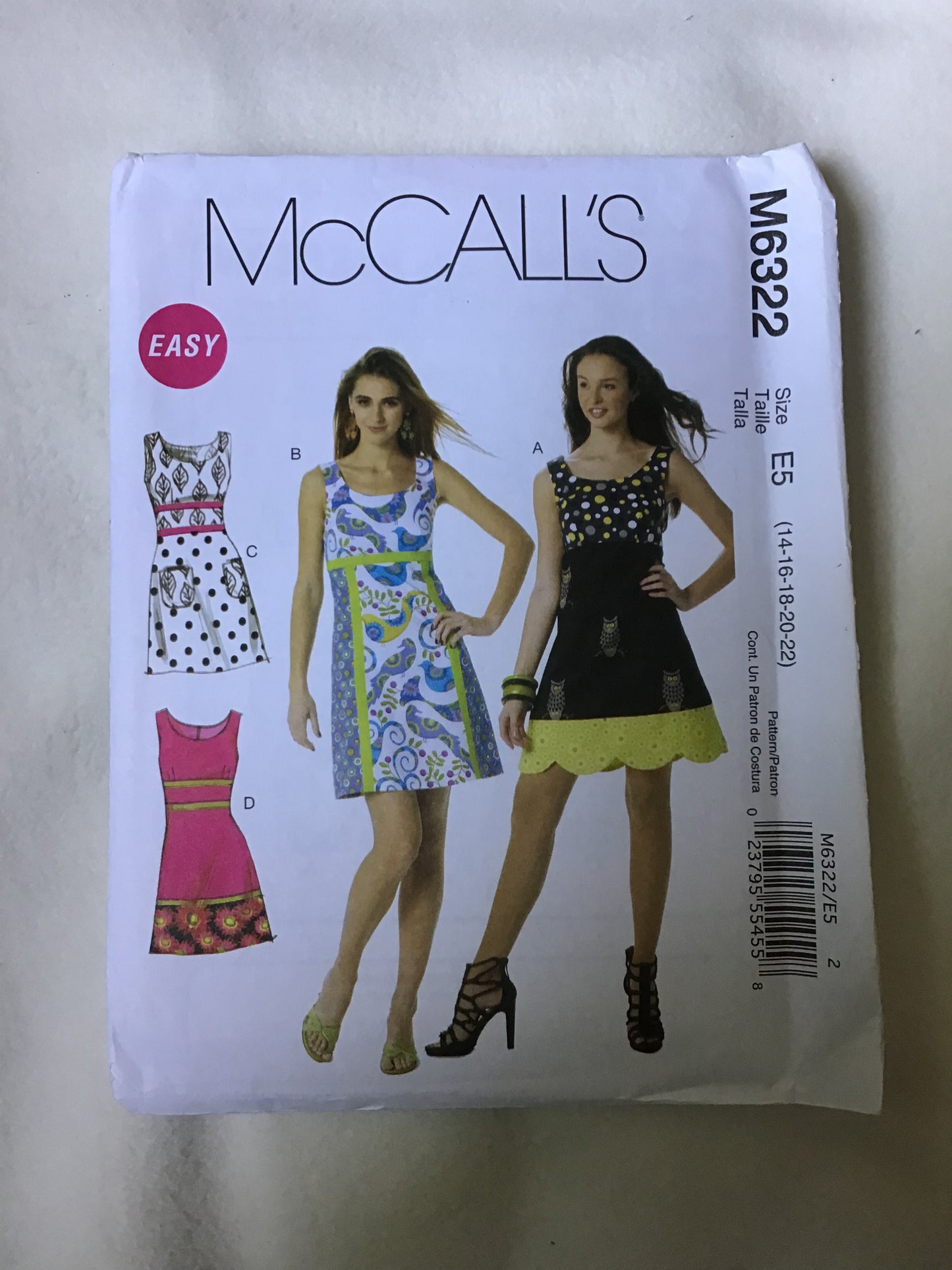 Pattern McCall's M6322 Women's Dress Size 14-22