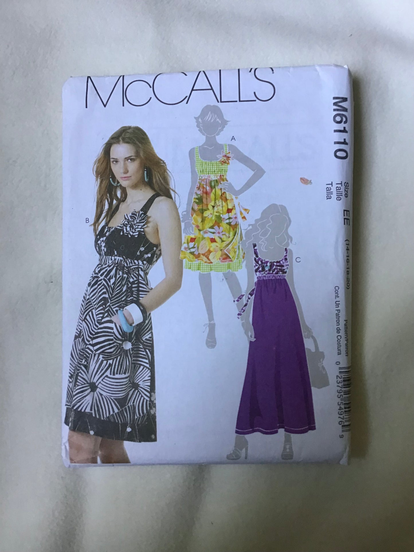 Pattern McCall's M6110 Women's Dresses in Two Lengths Size 14-20