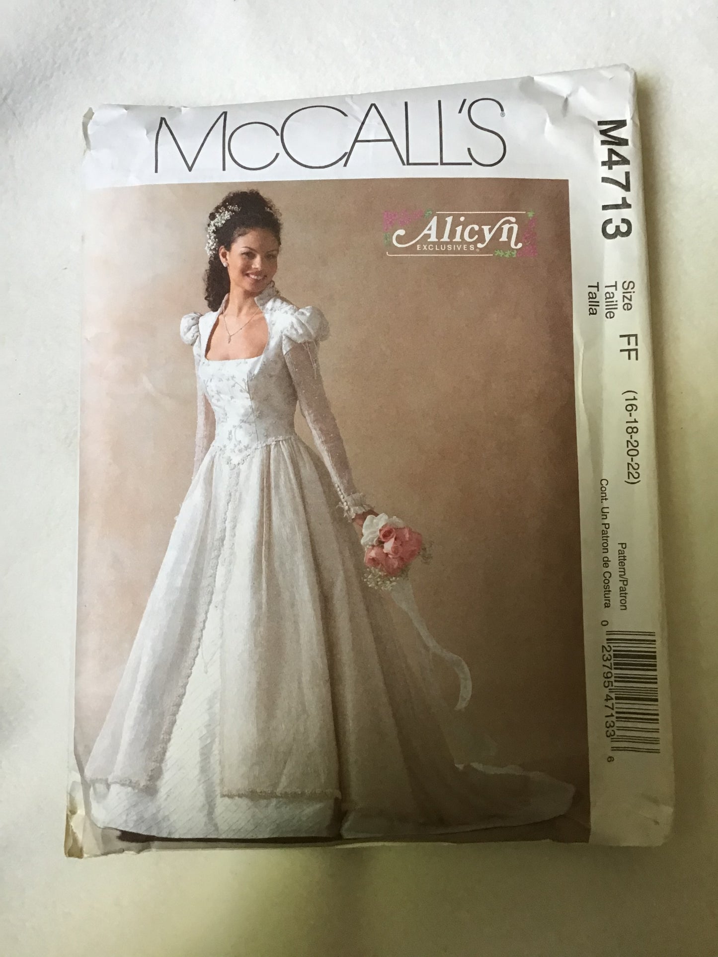 Pattern McCall's M4713 Alicyn Exclusives Bridal Women's Gown Size 16-22