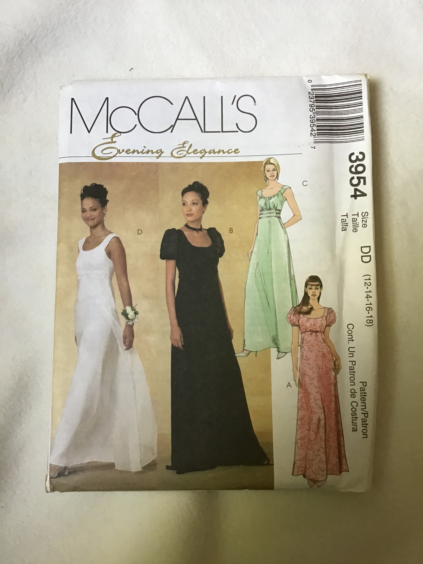 Pattern McCall's 3954 Evening Elegance Women's Dresses Size 12-18