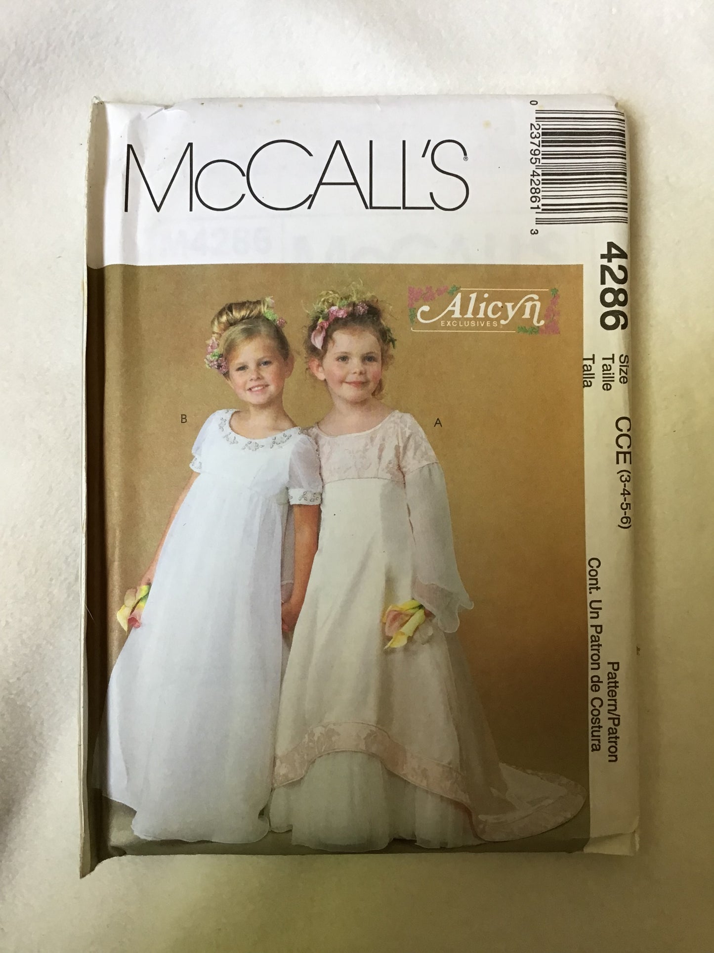 Pattern McCall's 4286 Alicyn Exclusives Bridal Girl's Dresses Size 3-6