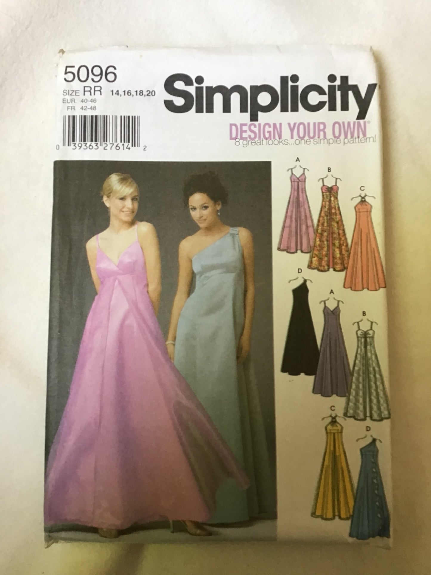 Pattern Simplicity 5096 Misses' Evening Dresses Size 14-20