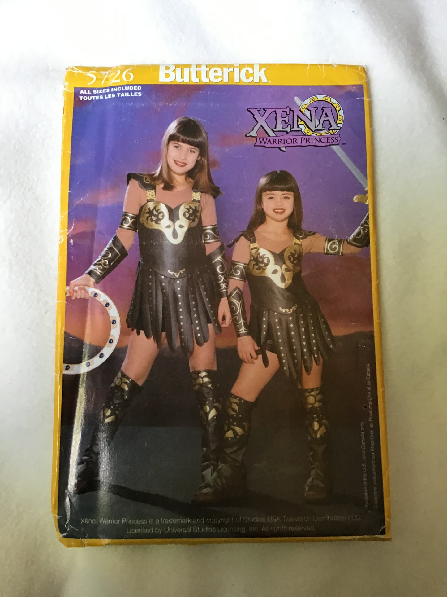 Pattern Butterick 5726 Xena Warrior Princess Costume Children & Girls Size 2-14 OOP Rare