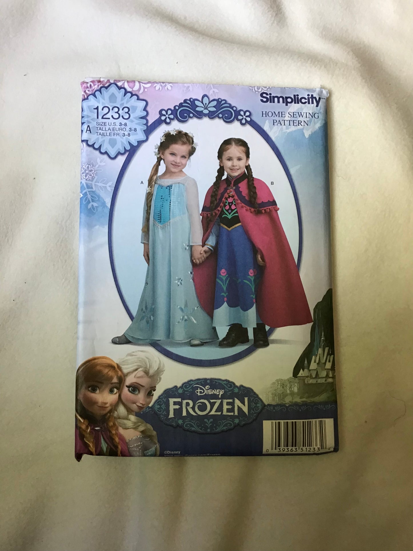 Pattern Simplicity 1233 Disney Frozen Anna & Elsa Child's Costume Size 3-8