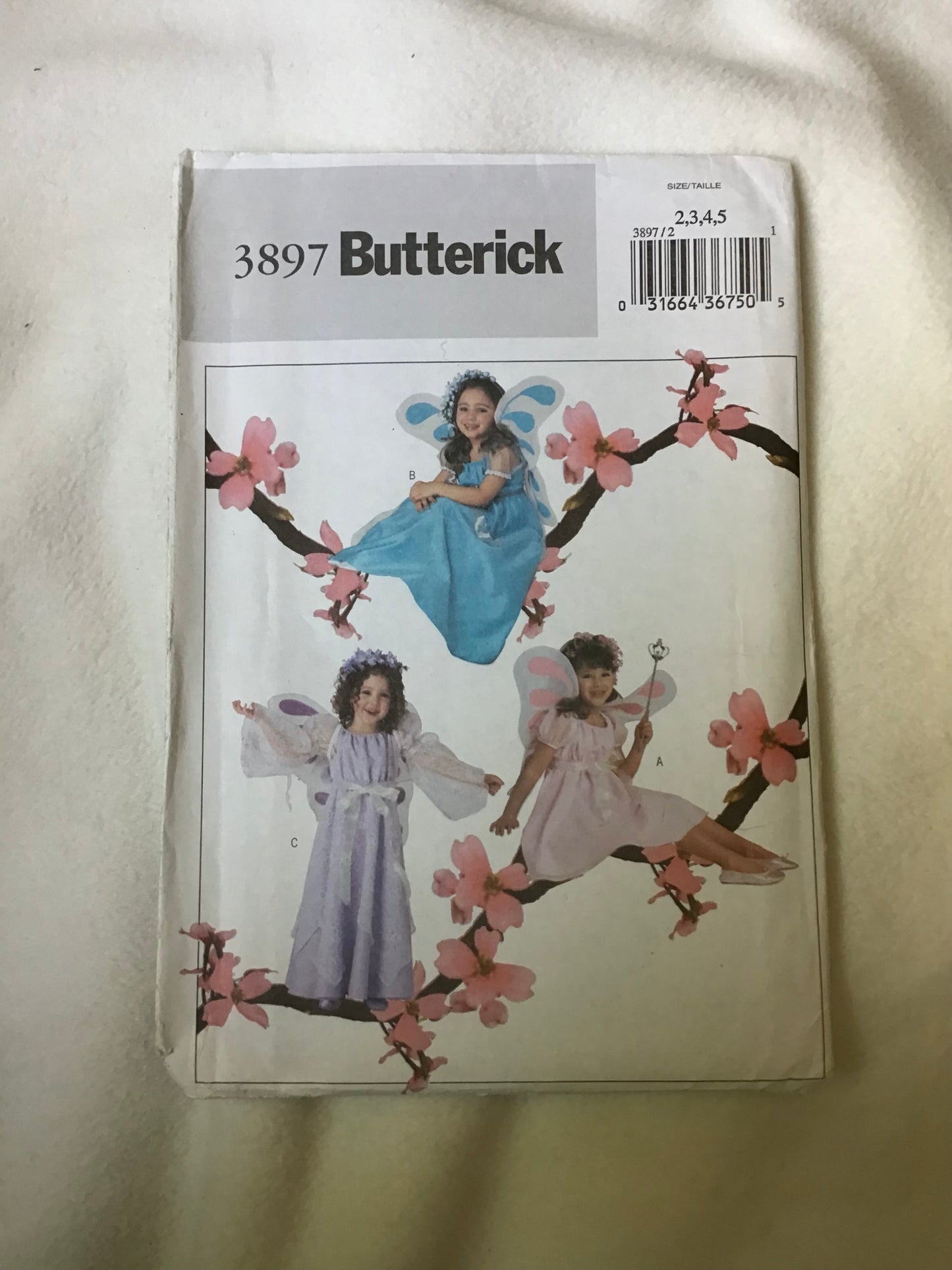 Pattern Butterick 3897 Children's Fairy Costume & Wings Size 2-5