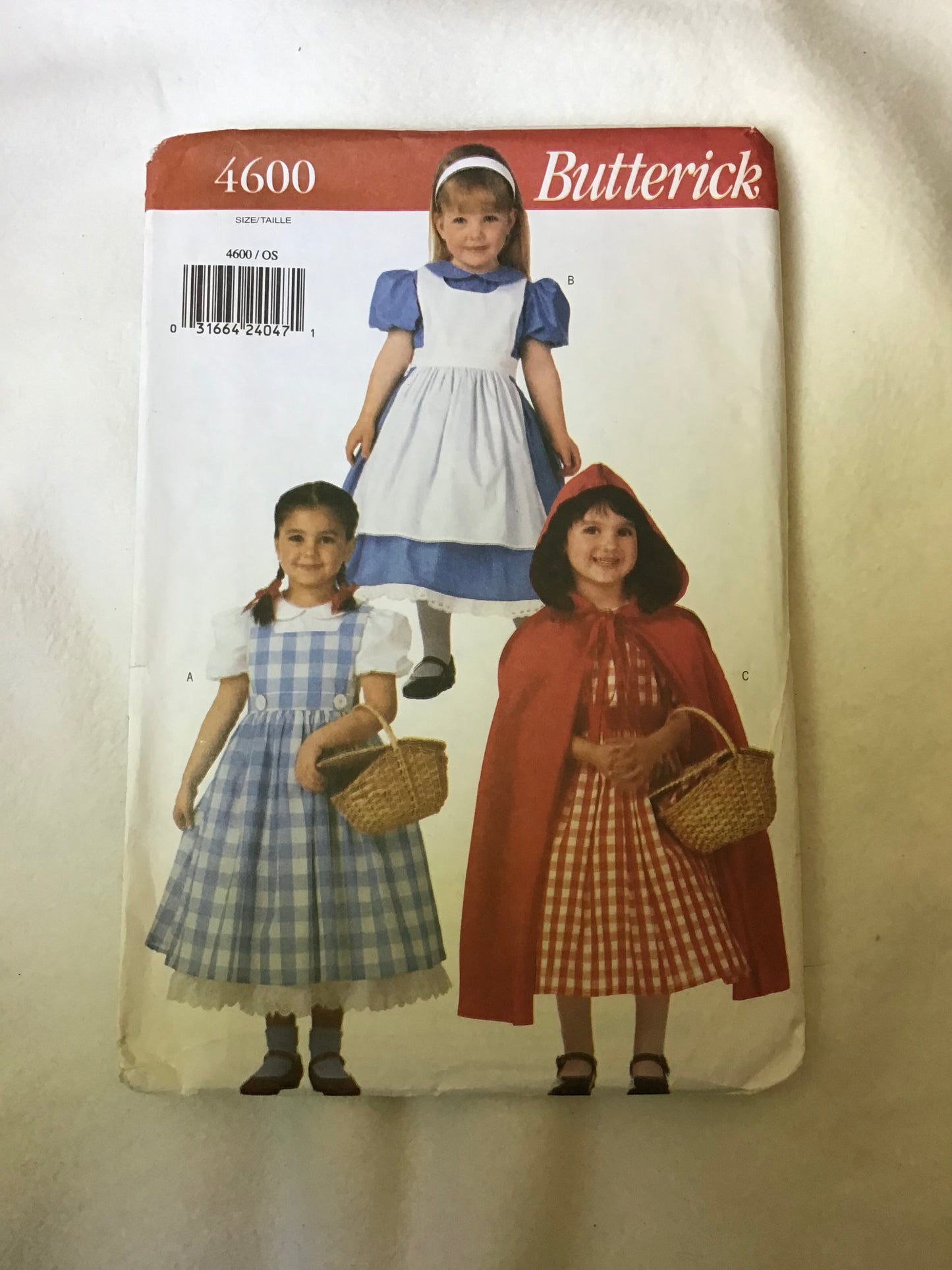 Pattern Butterick 4600 Children's Pinafore & Cape Costume Size 2-6