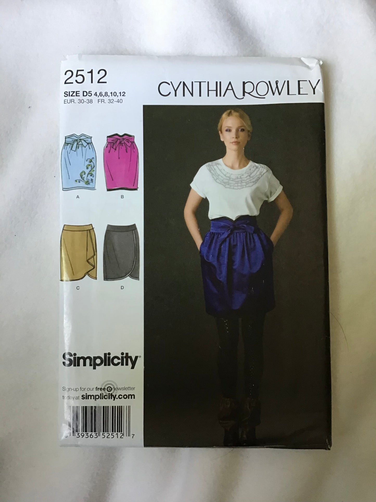 Pattern Simplicity 2512 Cynthia Rowley Misses' Skirts Size 4-12
