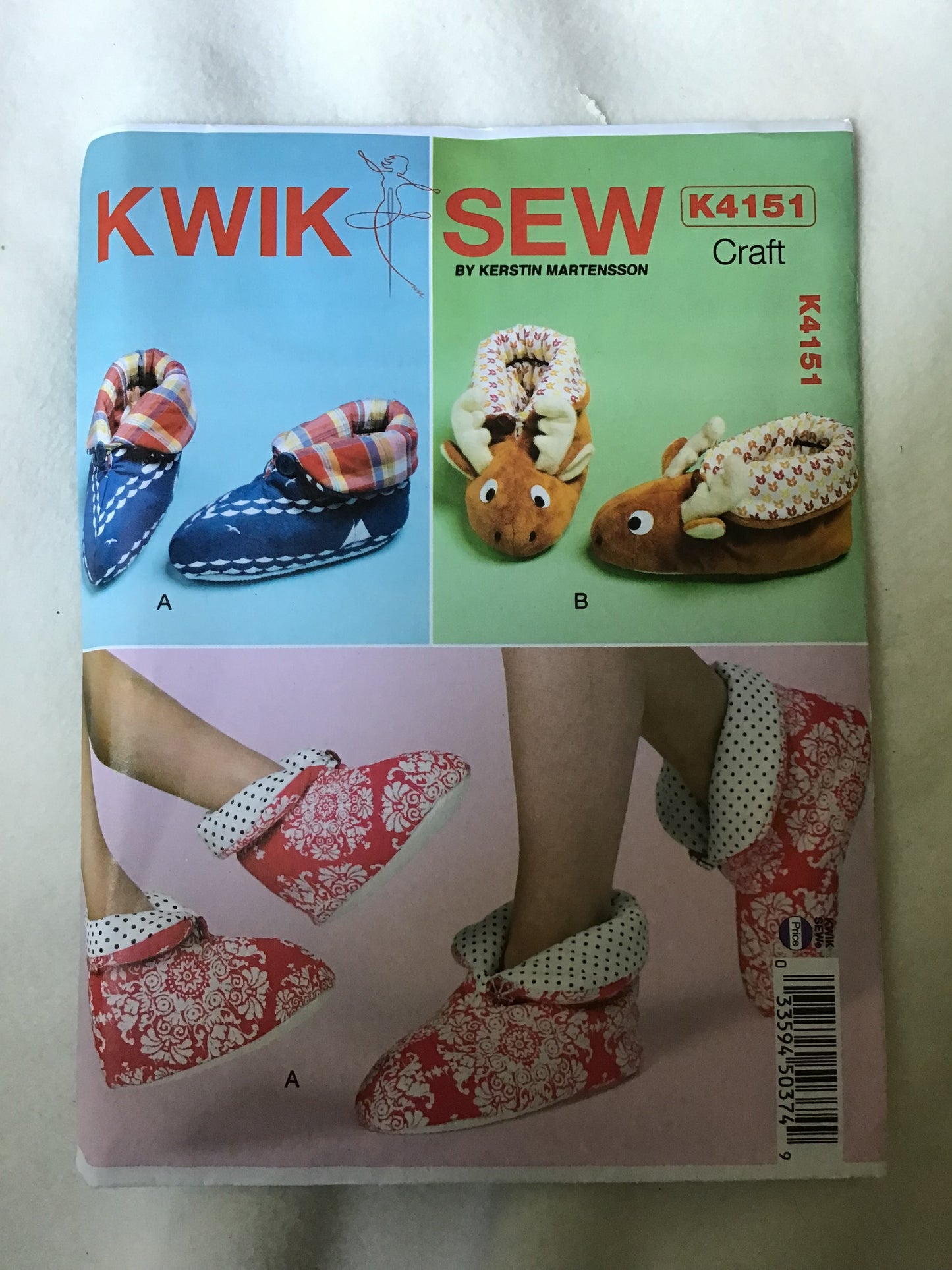 Pattern Kwik Sew K4151 Adults' & Children's Slippers Size XS-XL