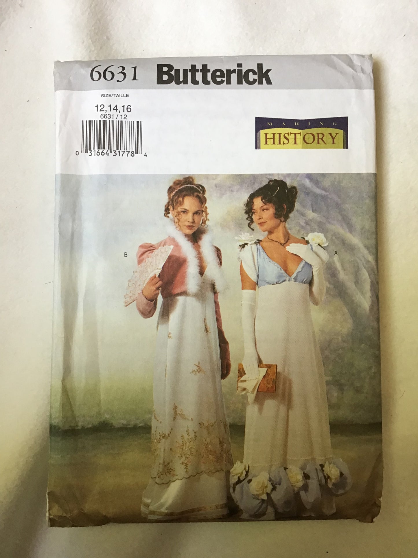 Pattern Butterick 6631 Making History Women's Regency Jacket and Dress Size 12-16