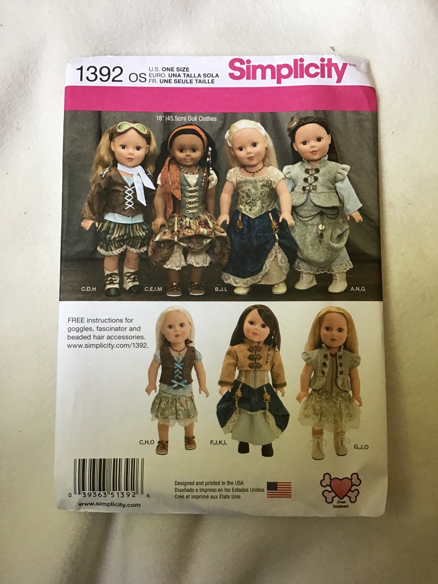 Pattern Simplicity 1392 18" Doll Clothes Steampunk