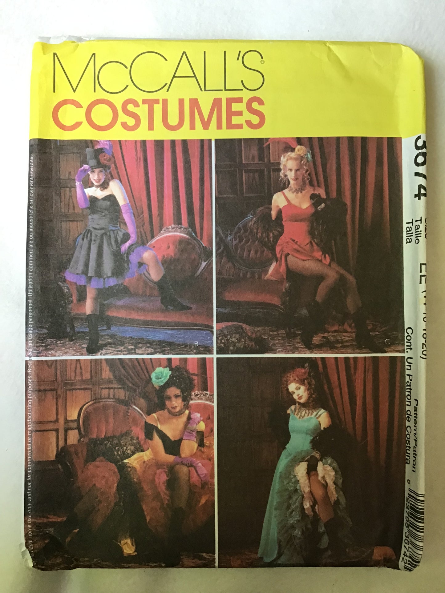 Pattern McCall's Costumes 3674 Women's Can-Can Costumes Size 14-20