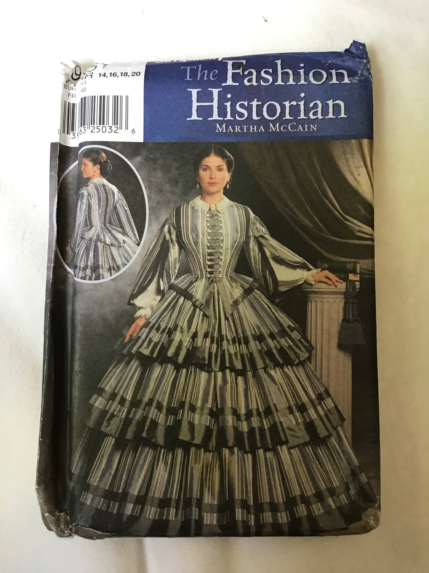 Pattern Simplicity 9761 The Fashion Historian Martha McCain Women's Historical Costume Size 14-20