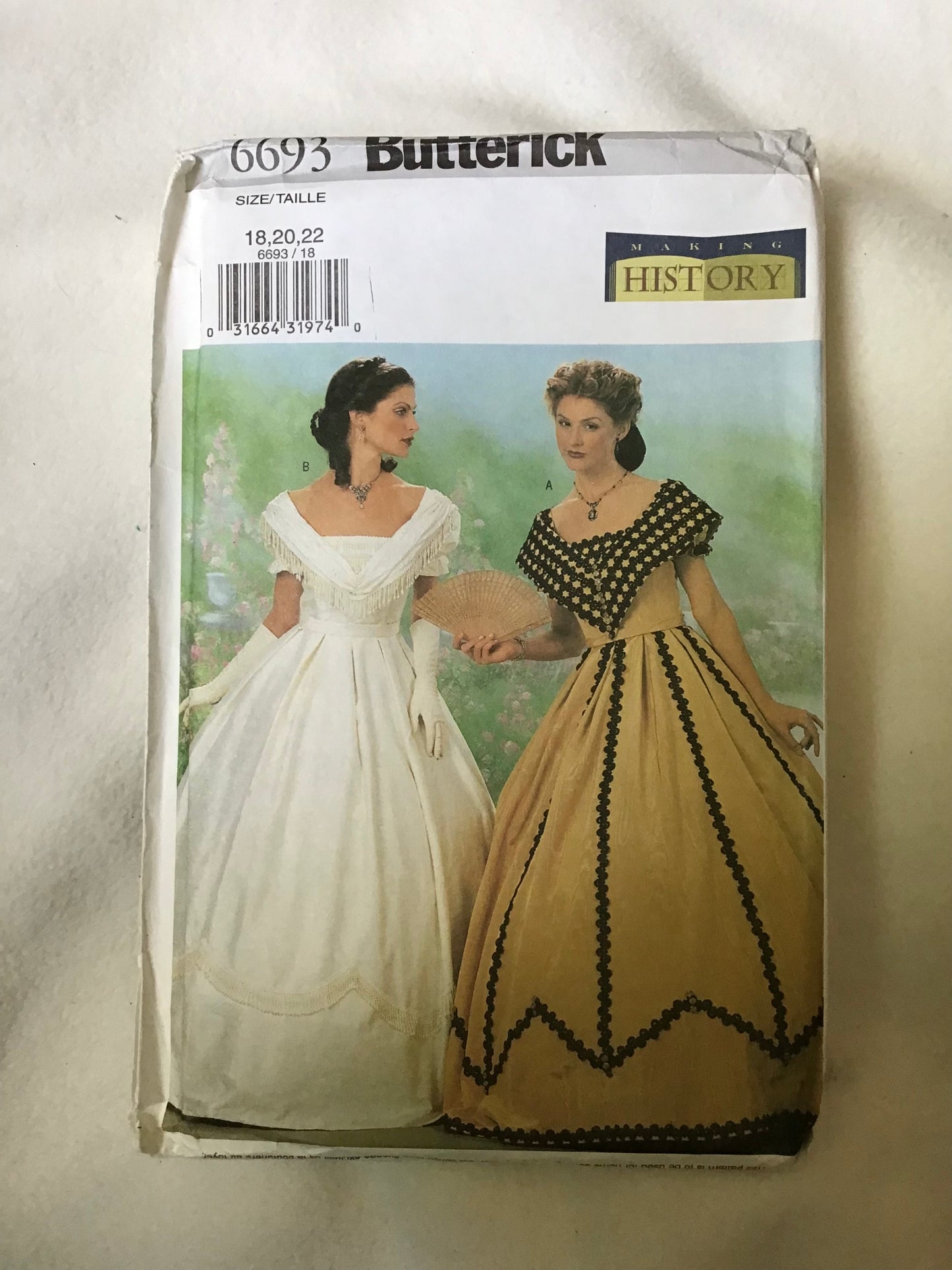 Pattern Butterick 6693 Making History Women's Historical Costume Civil War Era Size 18-22