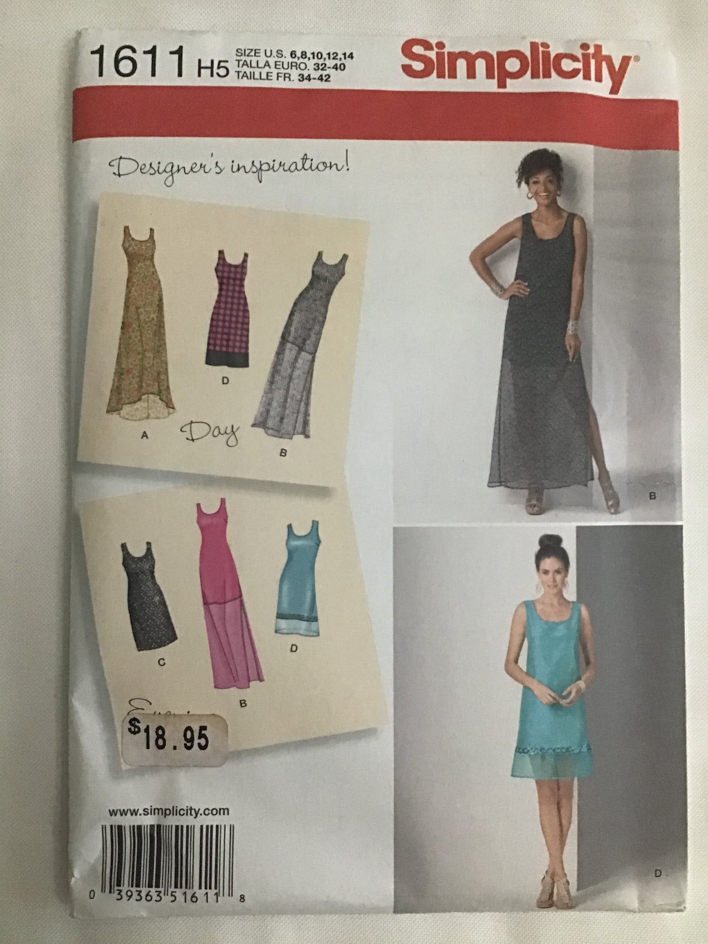 Pattern Simplicity 1611 Women's Petite Dress with Length Variations Size 6-14