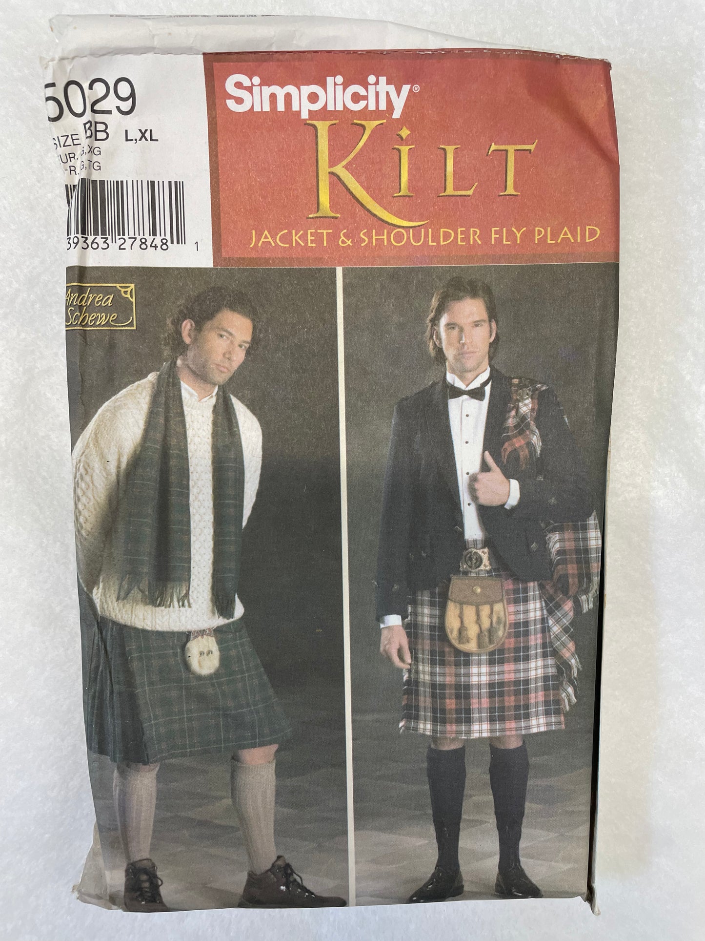 Simplicity Pattern 5029 Men's Costume Kilt and Jacket Size L, XL