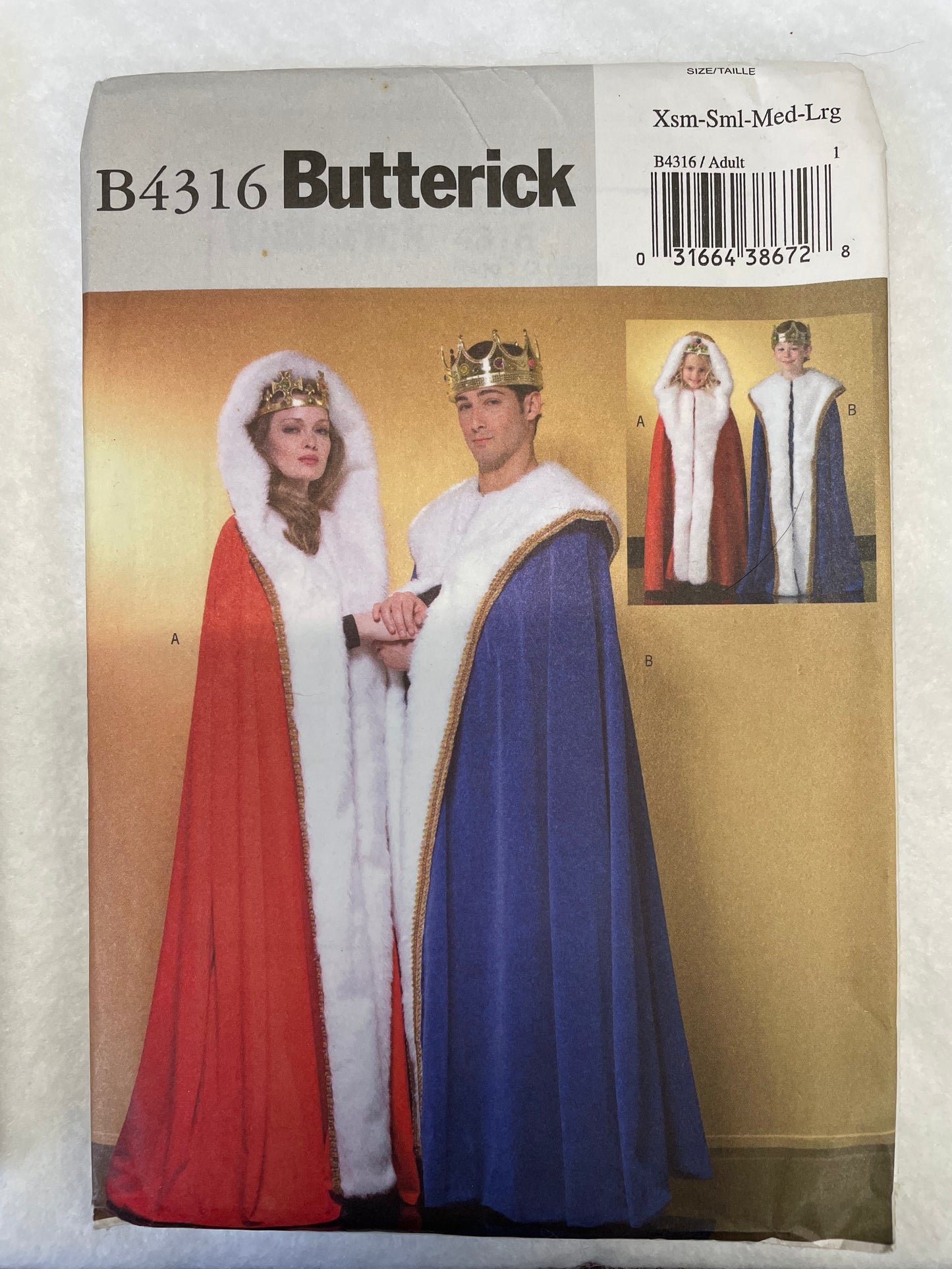 Pattern Butterick B4316 Unisex Cloaks Costume Size XS-L