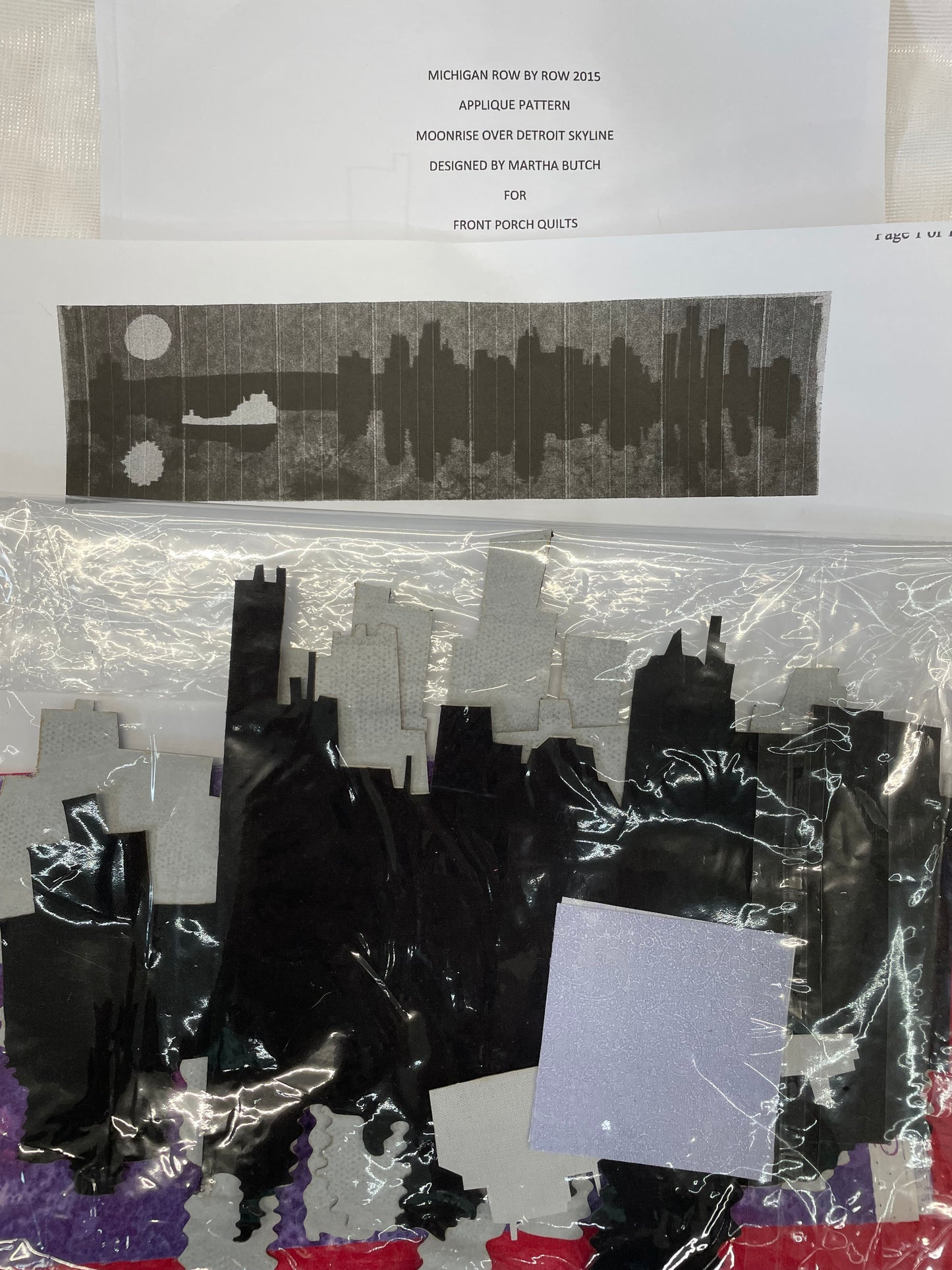 RxR Experience 2015 Moonrise over Detroit Skyline by Front Porch Quilts