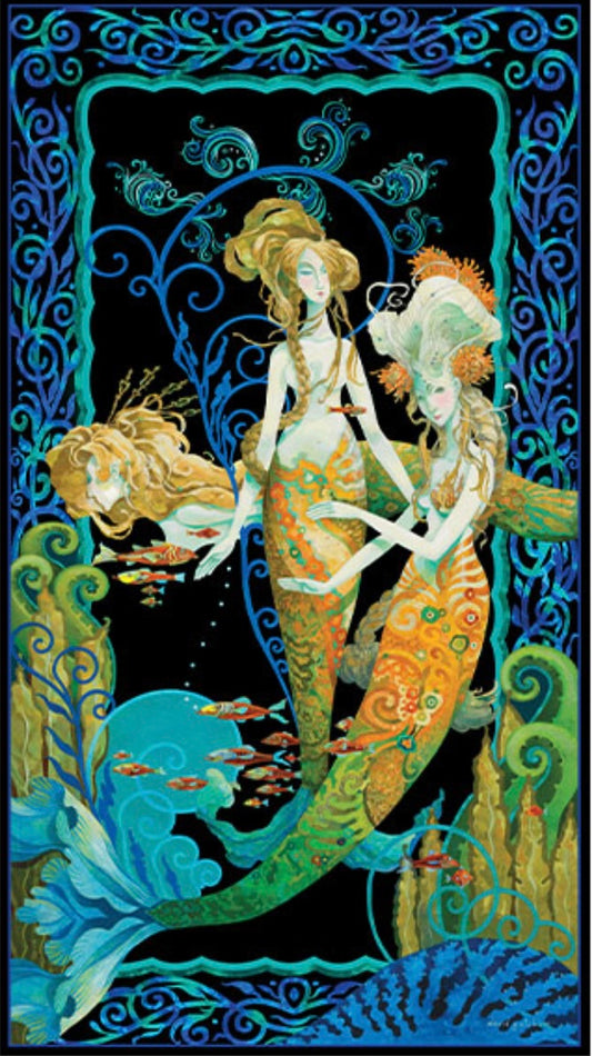 Atlantis (Mythical Mermaids) panel by David Galchutt for Benartex