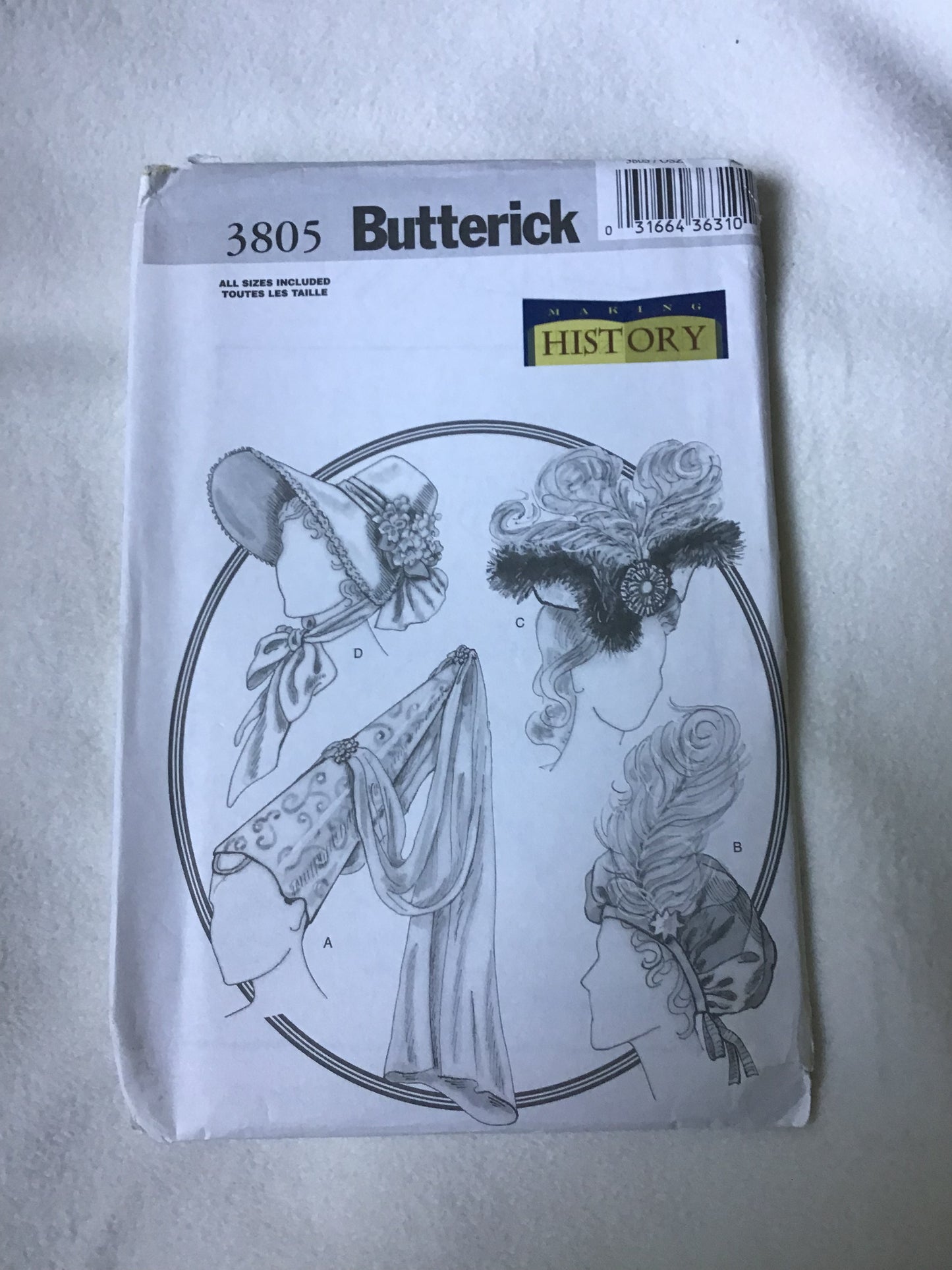Pattern Butterick 3805 Making History Historical Hats All Sizes
