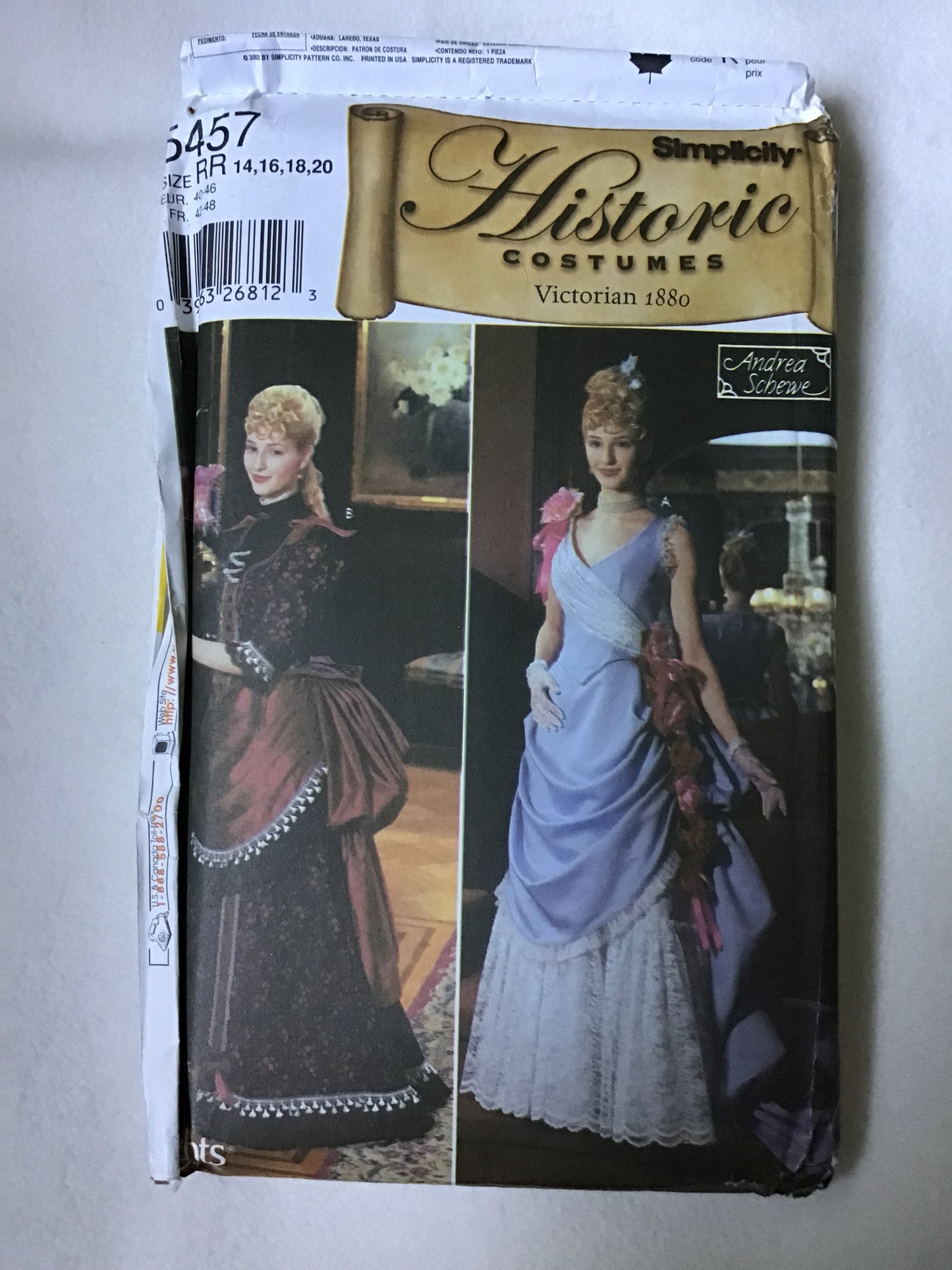 Pattern Simplicity 5457 Historic Costumes Victorian 1880 Women's Costume Size 6-20