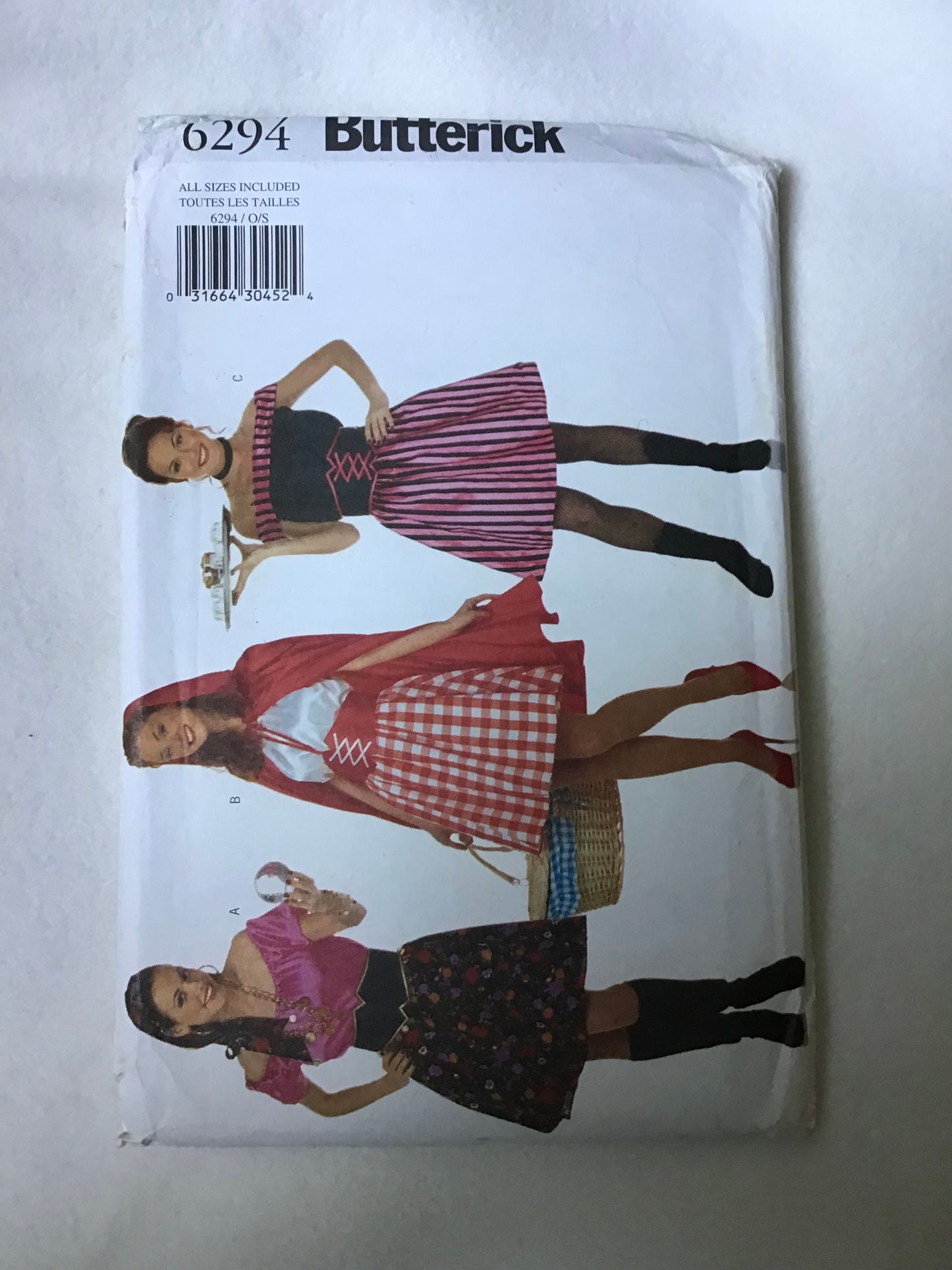 Pattern Butterick 6294 Women's Oracle, Little Red Riding Hood, & Waitress Costumes