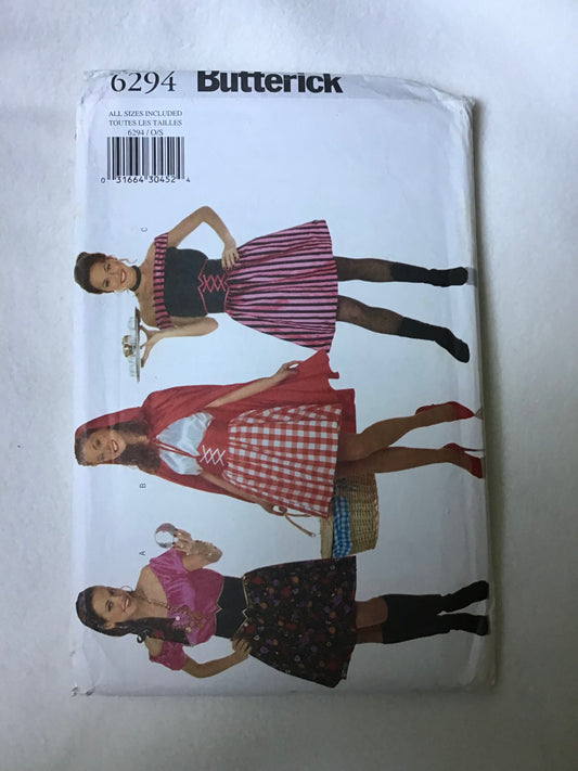 Pattern Butterick 6294 Women's Oracle, Little Red Riding Hood, & Waitress Costumes