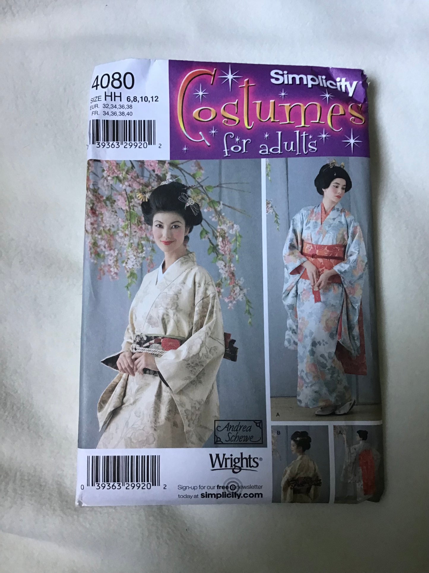 Pattern Simplicity Costumes 4080 Andrea Schewe Women's Kimono Size 6-12