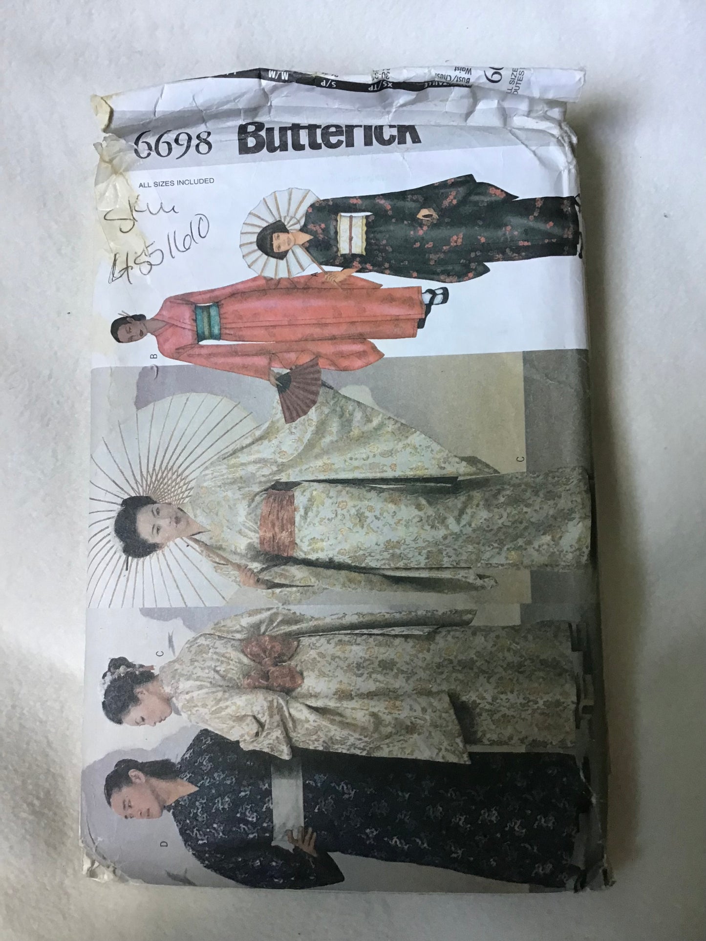 Pattern Butterick 6698 Women's Robe, Obi and Sash