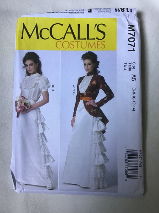 Pattern McCall's Costumes M7071 Women's Jacket, Blouse and Skirt Costumes Size 6-14
