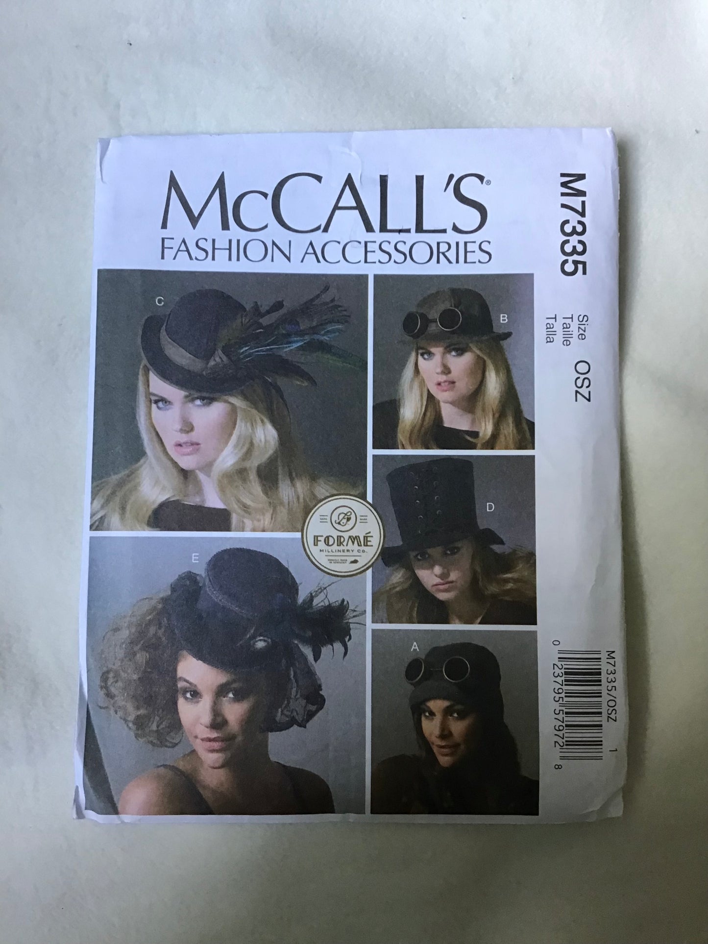 Pattern McCall's Fashion Accessories M7335 Steampunk Hats All Sizes