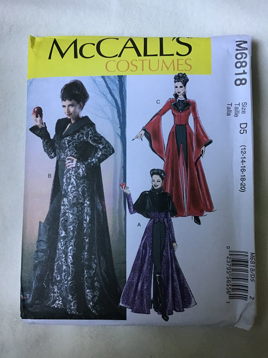 Pattern McCall's Costumes M6818 Women's Coats, Capelet, Necklace, Cape and Dickey Size 12-20