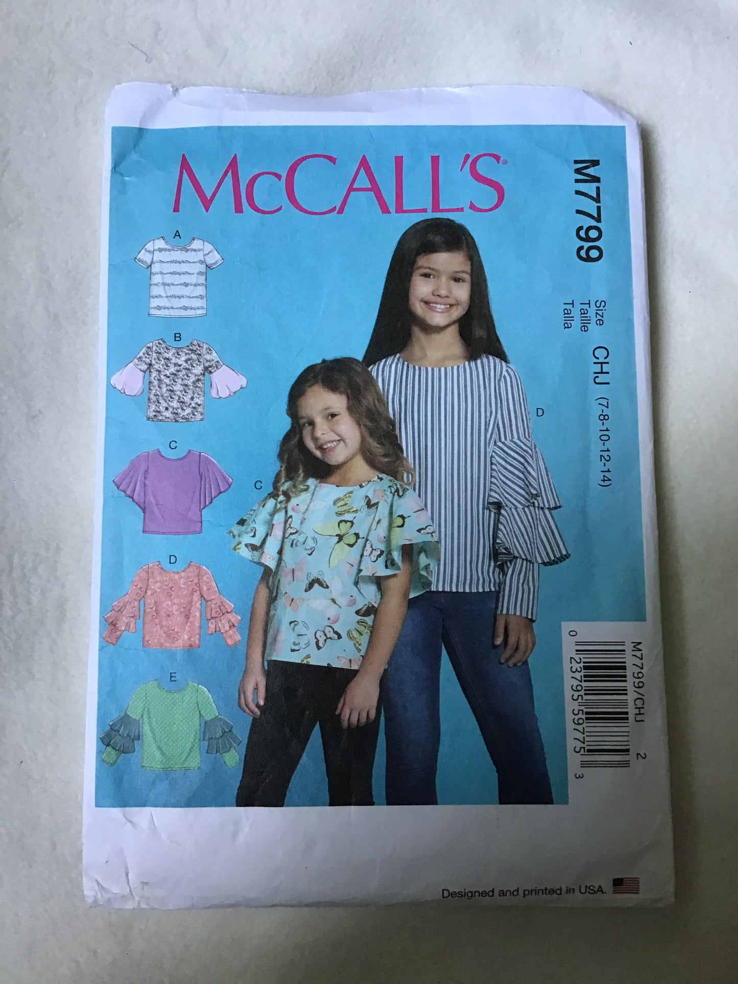 Pattern McCall's M7799 Children / Girls' Tops Size 7-14