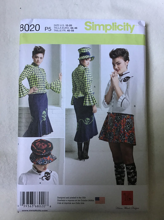 Pattern Simplicity 8020 Women's Blouse, Hate and Knit Skirts Size 12-20