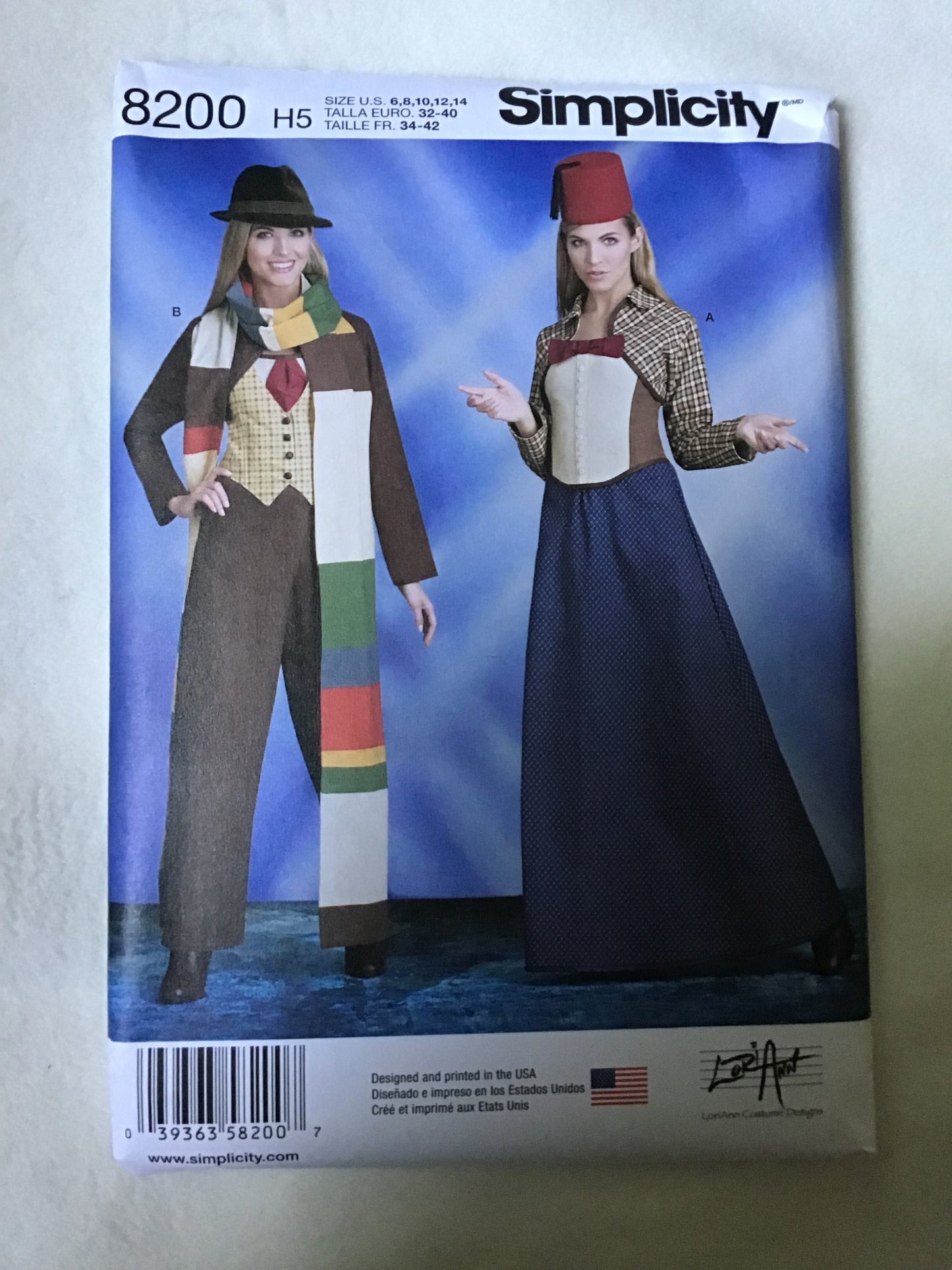 Pattern Simplicity 8200 Women's Doctor Who Inspired Costumes Size 6-14