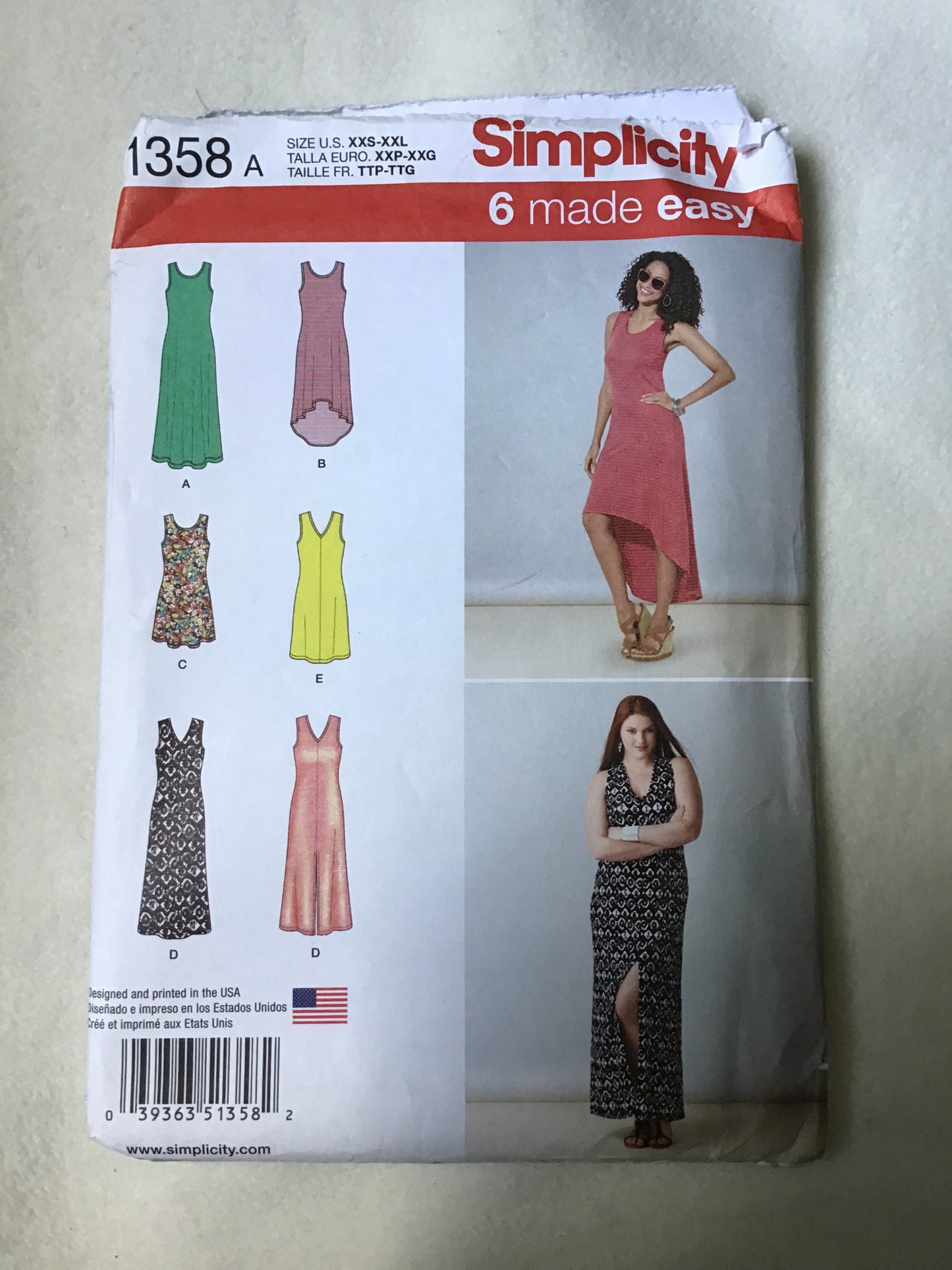 Pattern Simplicity 1358 6 Made Easy Women's Knit Dresses Size 4-26