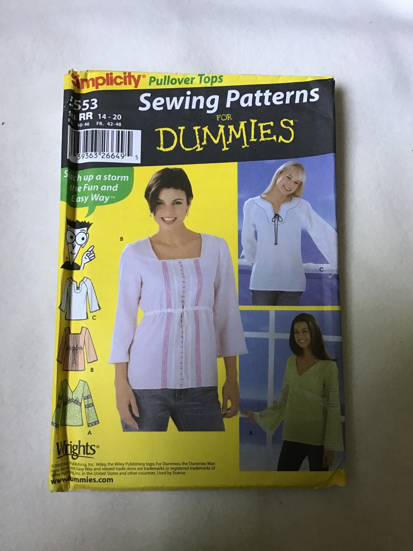 Pattern Simplicity for Dummies 5553 Women's Pullover Tops Size 6-20