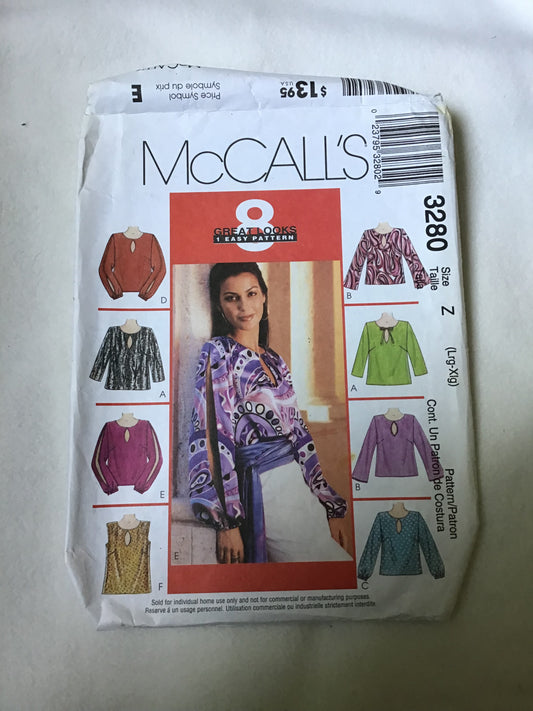 Pattern McCall's 3280 8 Great Looks 1 Easy Pattern Women's Petite Tops Size 4-22